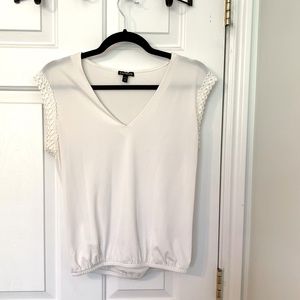 White Express cap sleeve blouse